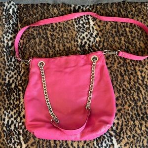 Michael Kors Bumble Gum Pink Hobo Purse with Chain Detail